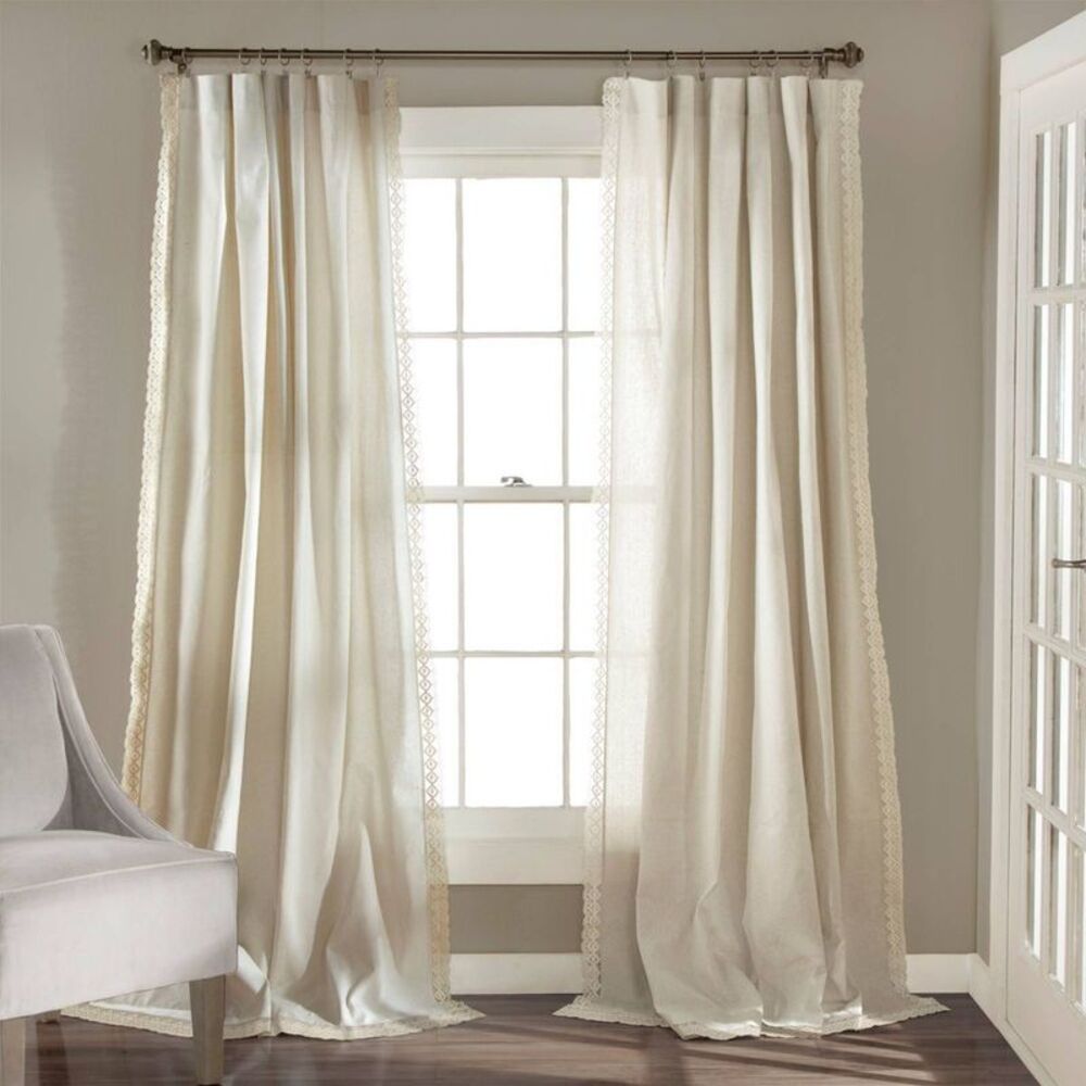 Lush Décor 108"x54" Rosalie Light Filtering Window Curtain Panel - Ivory